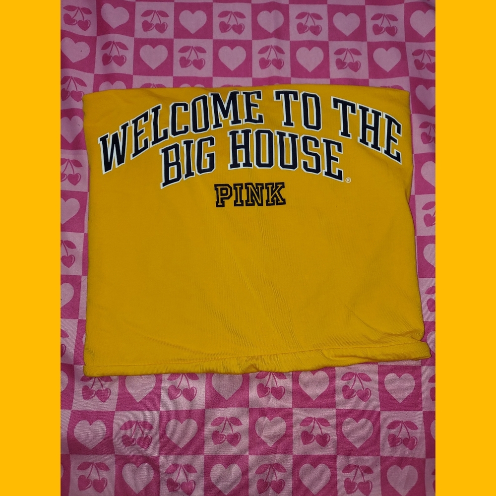 Victorias Secret PINK Michigan Wolverines Tube Top Crop Top Strapless